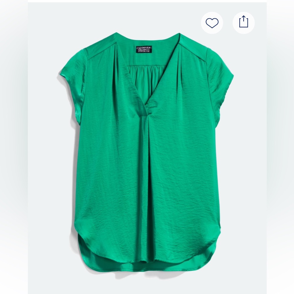 Papermoon Petite Abbott Cap sleeve Blouse, split V-neck style- XLP